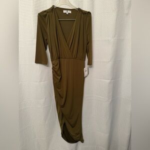 Missguided Olive Long Sleeve Dress